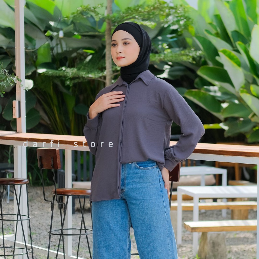 OFEELIA SHIRT - Ukuran S M L XL XXL 3XL 5L - Atasan Wanita Jumbo - Blouse Big Size - Blouse Over Size