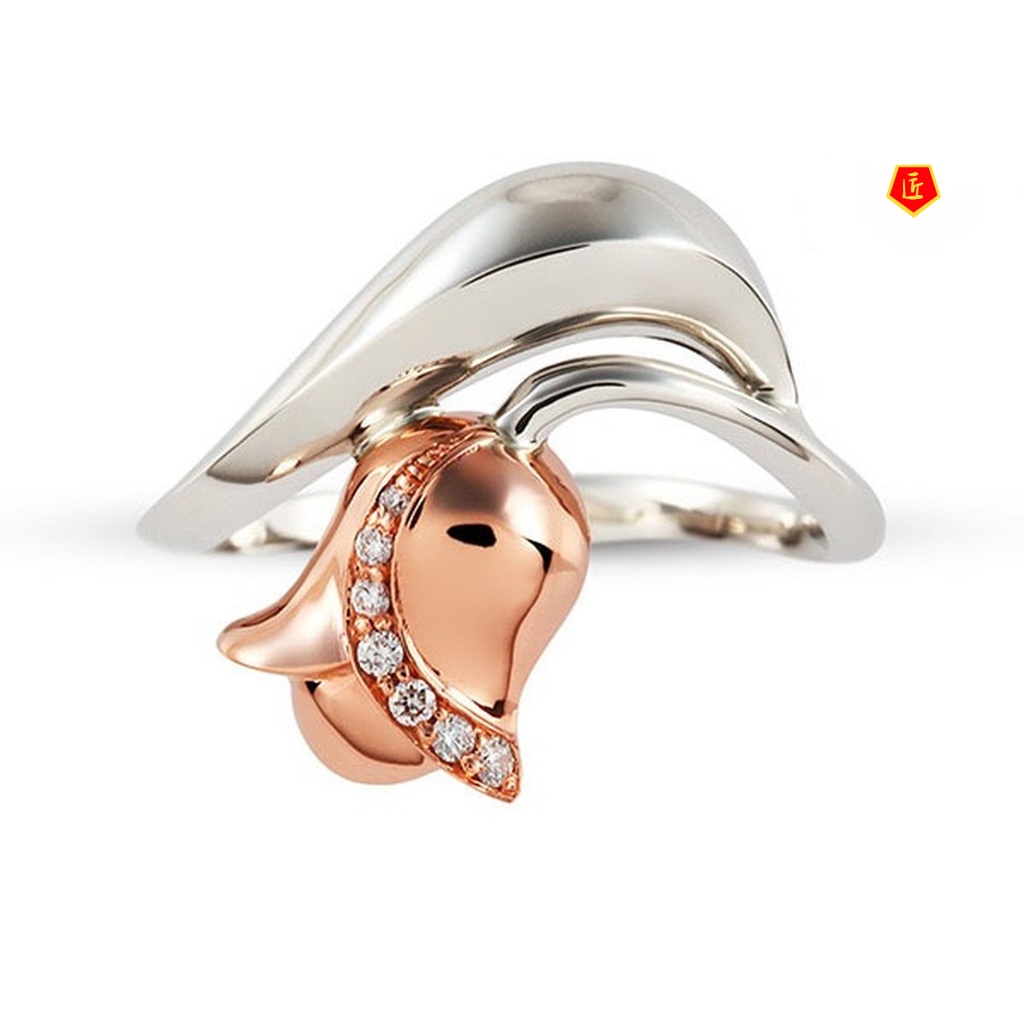 [Ready Stock]Creative Rose Ring Ear Studs Pendant Jewelry Set