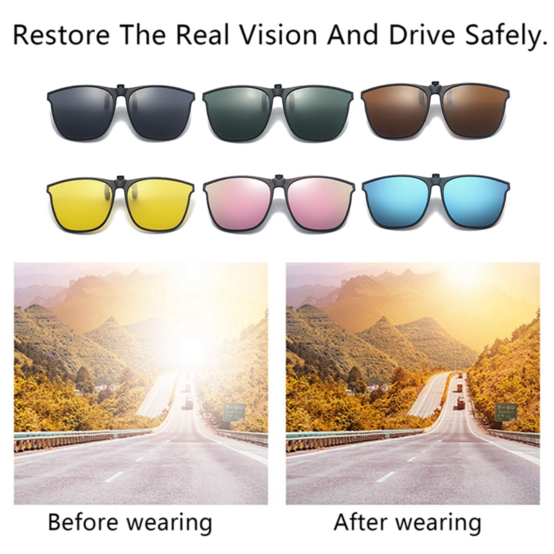 Flip Up Clip On Sun Glasses For Men Driving Glasses Clips Light Fishing Female Anti UVA UVB Polarized Night Vision Lens|Men's Sunglasses