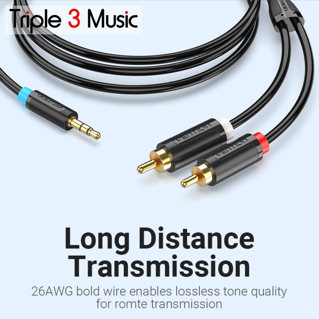 Vention BCF - 3M Kabel 2 Rca ke 3.5mm kabel komputer ke speaker