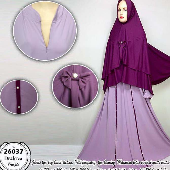 Df7I Baju Gamis Wanita Terbaru Dealova Purple Bergo Jumbo 26037 Haav