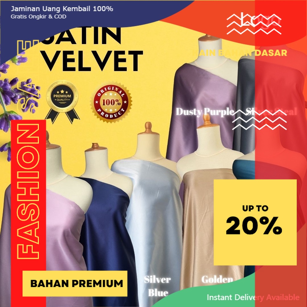 Bahan Kain Furing Puring Satin Velvet Premium All Warna Kain Background Backdrop Foto Studio