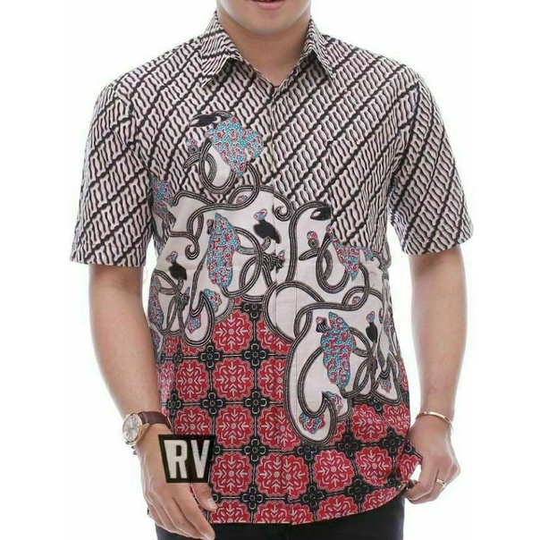 Hem Kemeja batik pendek motif morena baju distro murah M-10XL reguler super jumbo seragam kantor