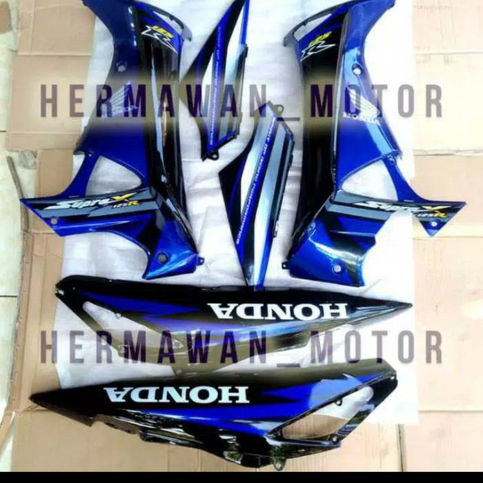 cover body samping dan sayap supra x 125 lama warna biru hitam