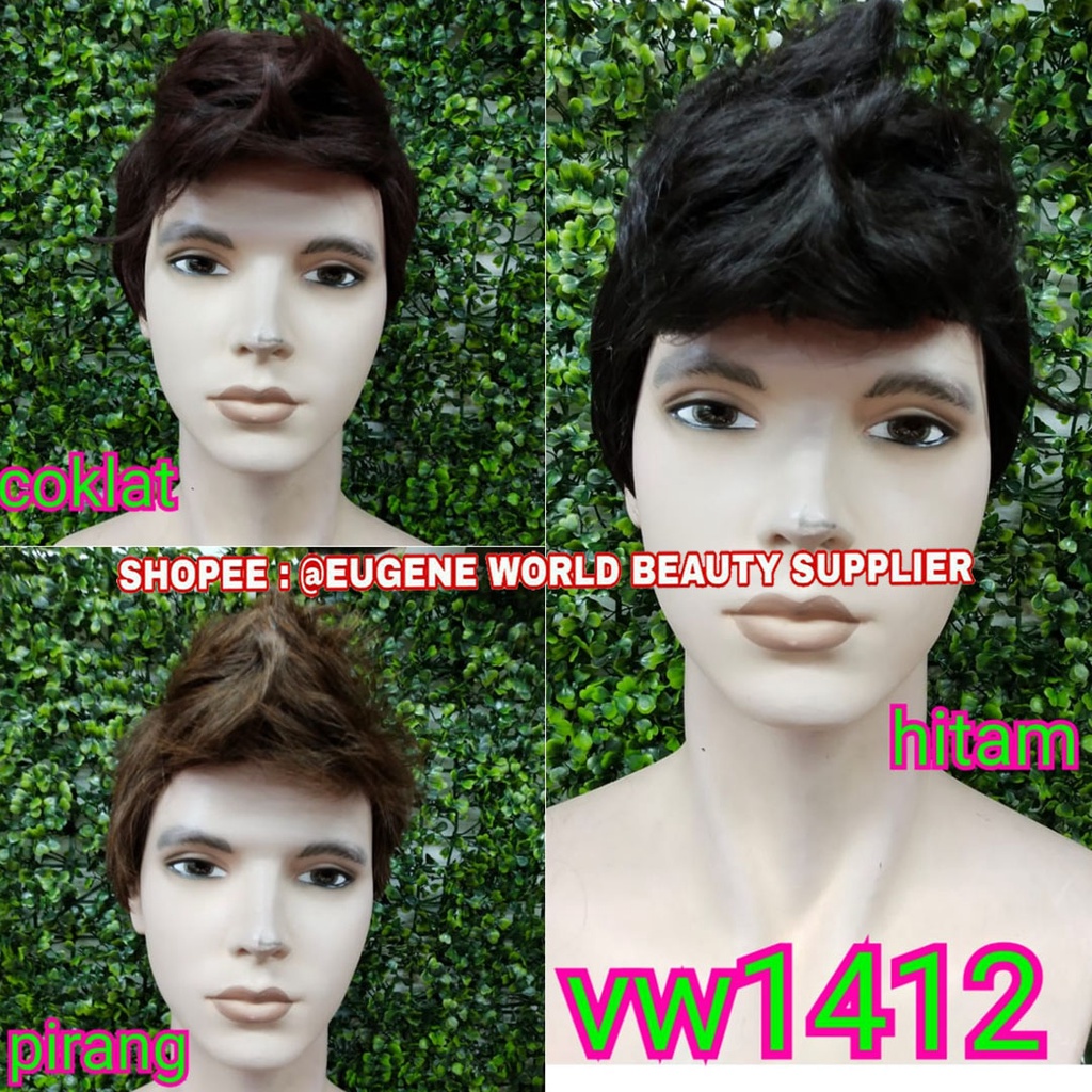 RAMBUT PALSU WIG PRIA LAKI LAKI COWOK COWO KOREA NATURAL MODEL CEPAK WIG PENDEK HITAM COKLAT PIRANG 