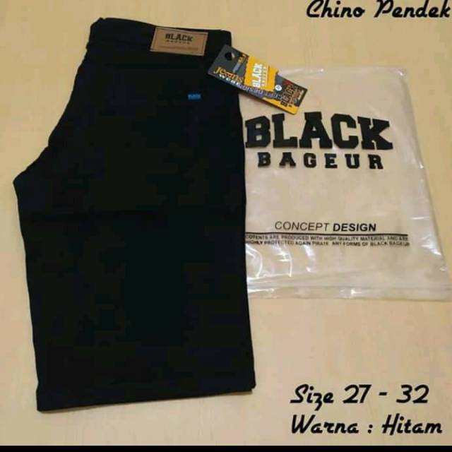 CELANA CHINO PENDEK // BLACK BAGEUR// DISTRO ASLI
