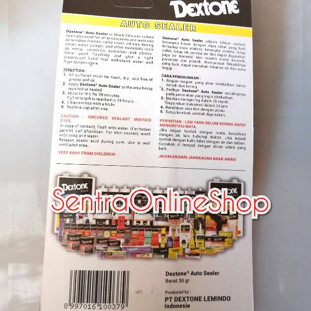 Lem Dextone auto sealer silicone sealant lem kaca Rubber hitam 30Gr