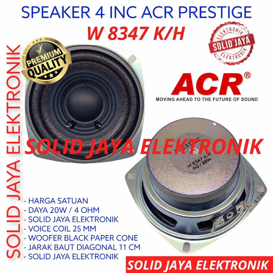 SPEAKER ACR 4 INC W 8347 K/H WOOFER ACR PRESTIGE 4 OHM 20W INCH IN W8347KH 20 WATT W MURNI W-8347-KH W8347KH MAGNET BESAR 4&quot; 4INC 4IN 4 INCH WOFER ACR ASLI ORI ORIGINAL