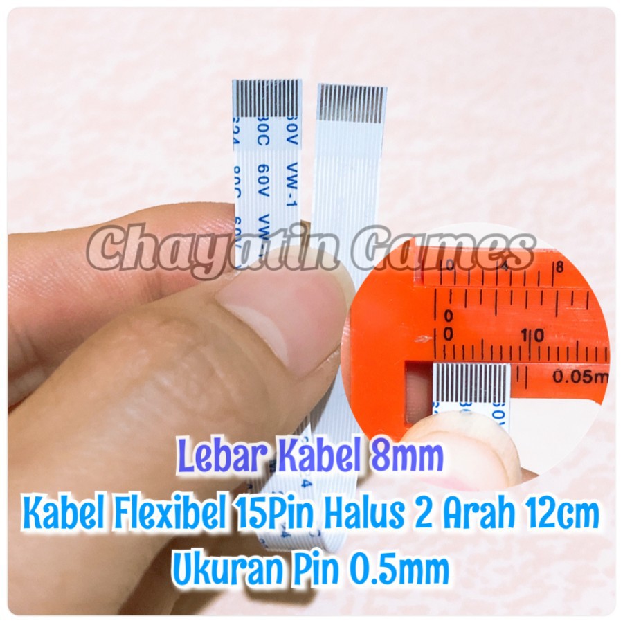 Kabel Flexibel 15 Pin Halus 2 Arah Panjang Sesuai Pilihan Varian Ukuran Pin 0.5mm