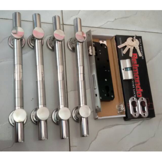 handle pintu stainless 33cm 2set+kunci