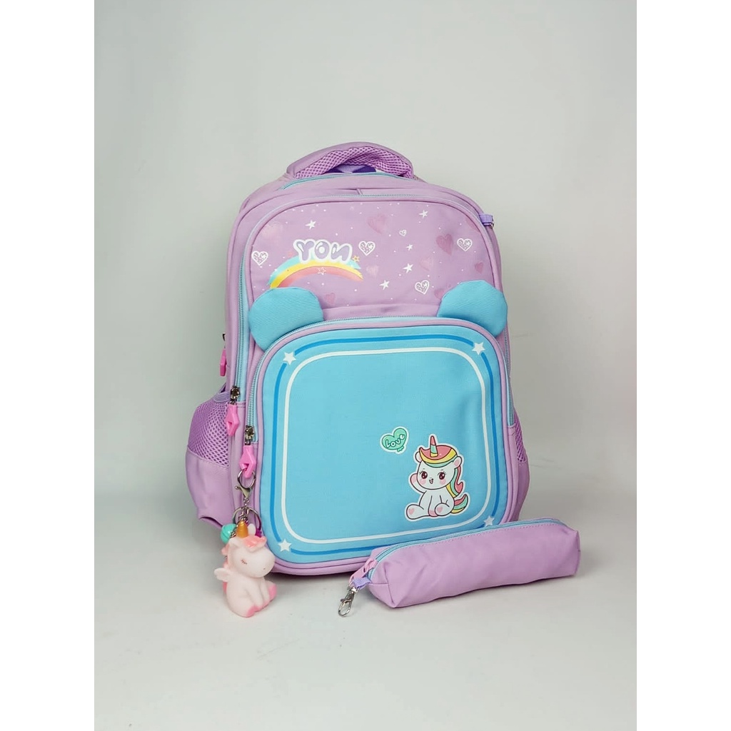 Tas Anak Import Tas Anak Cewek Tas Anak Cowok Tas Anak Sekolah SD Gambar Unicorn Kelinci Free Kotak Pensil