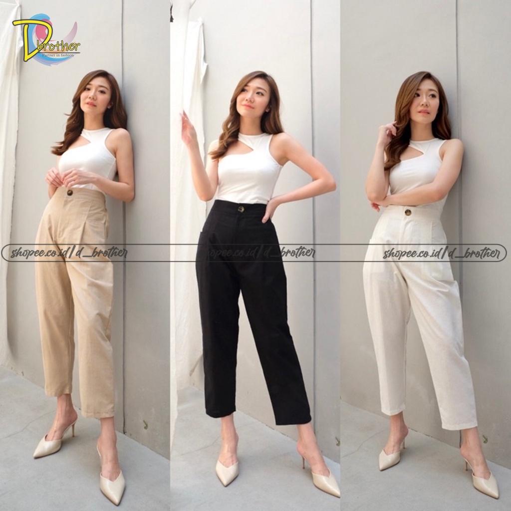 Celana Linen Model Terbaru - Pocket Linen Pants Rami - Celana Linen Kancing Satu Saku Bobok