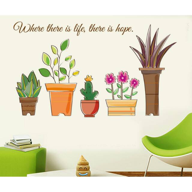 RELIZA WALLSTICKER POT TANAMAN BUNGA FLOWERS DAPUR SK7017 STIKER DINDING