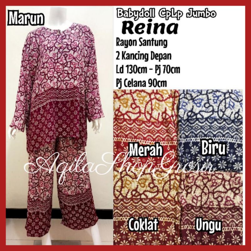PP JUMBO RAINI Setelan celana panjang kulot busui super jumbo lengan panjang stelan baju tidur batik
