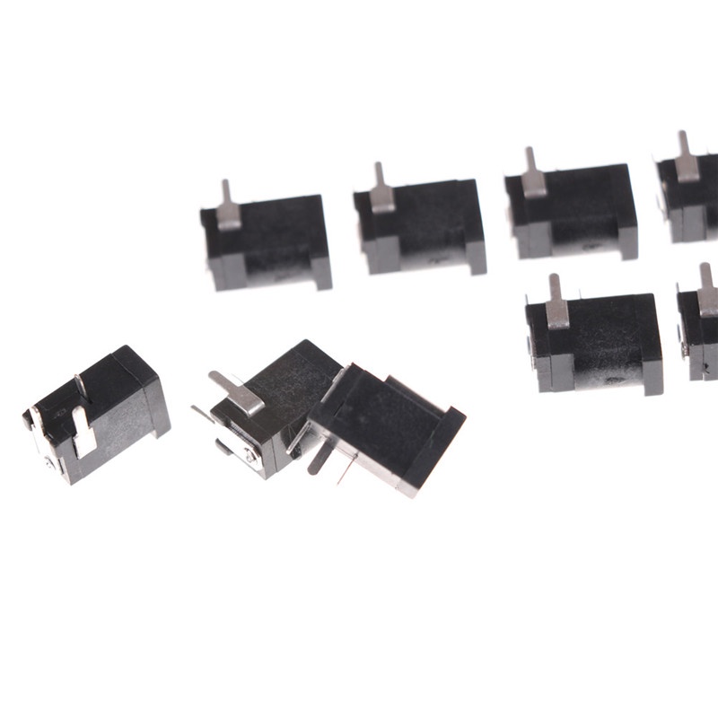 (LUCKID) 10pcs Soket Jack Power DC 3 Pin 3.5mm x 1.3mm Warna Hitam Untuk PCB