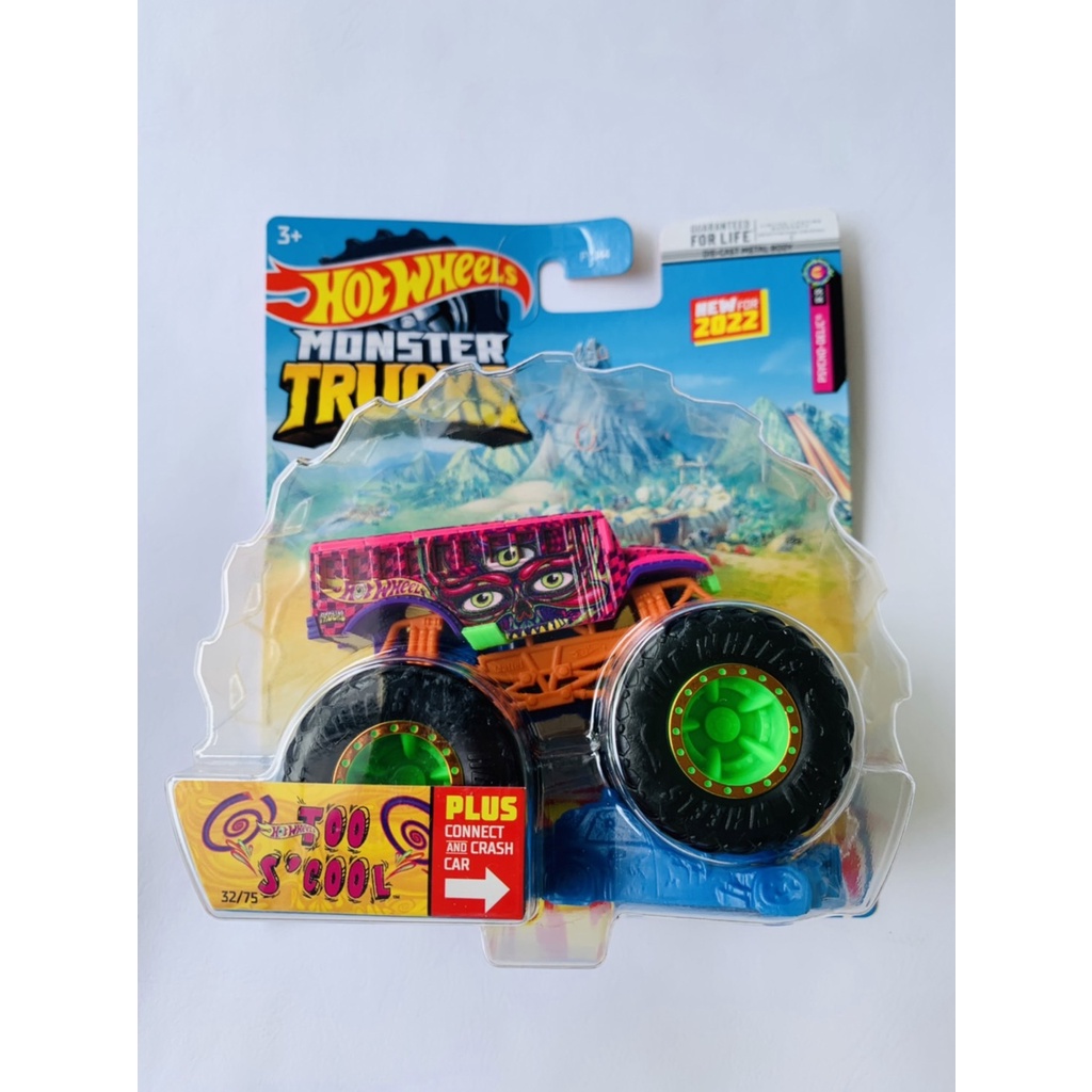 HOTWHEELS HOT WHEELS MONSTER TRUCKS TRUCK TOO S'COOL BUS SEKOLAH UNGU DIECAST MINIATUR MOBIL MAINAN 
