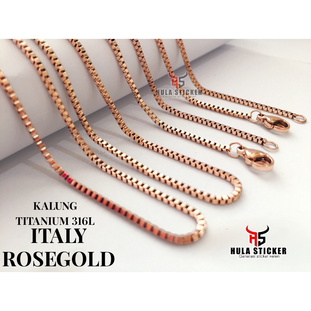 [40CM - 75CM] Kalung Titanium Pria Wanita Stainless Steel 316L ITALY KOTAK Kalung Anti Karat - Rantai Kalung Pendant