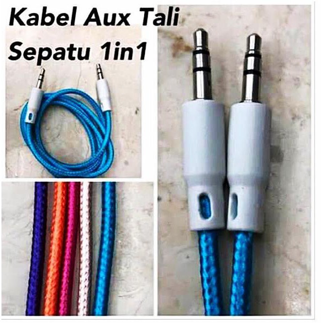kabel AUX for Audio tali sepatu 1 in 1 warna bisa buat CAR / Computer / sound speaker