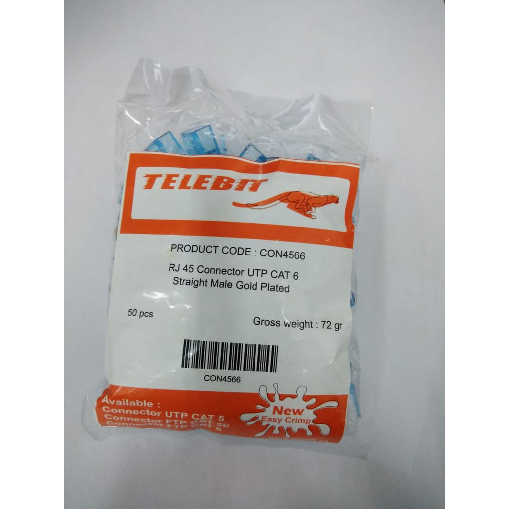 Konektor RJ45 Telebit CAT6 Warna Biru