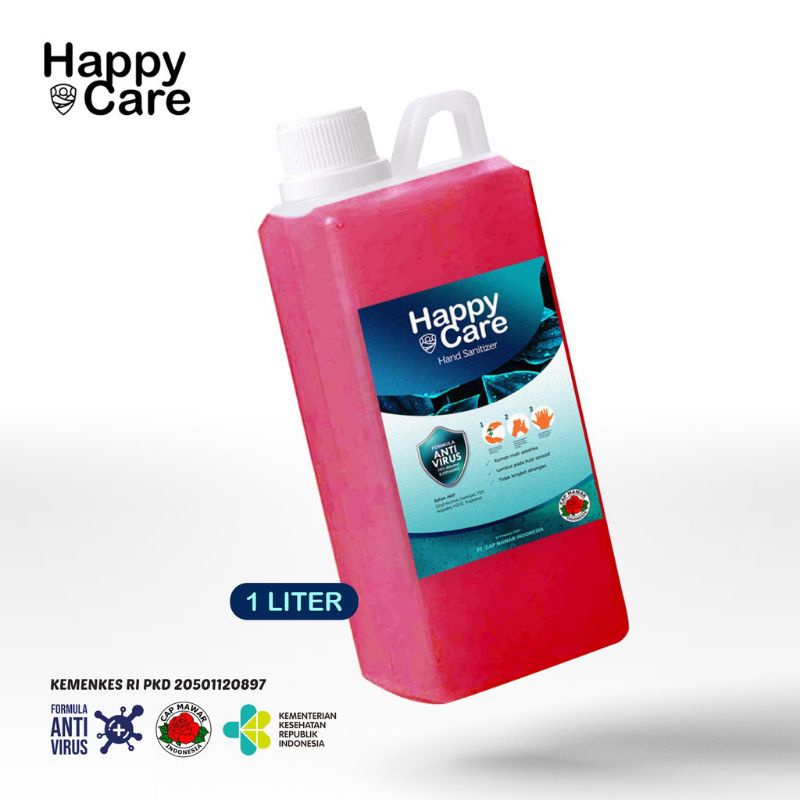 Hand Sanitizer Cair Aroma Strawberry 1 Liter  Happy Care / Hand Sanitizer Cair / Hand Sanitizer