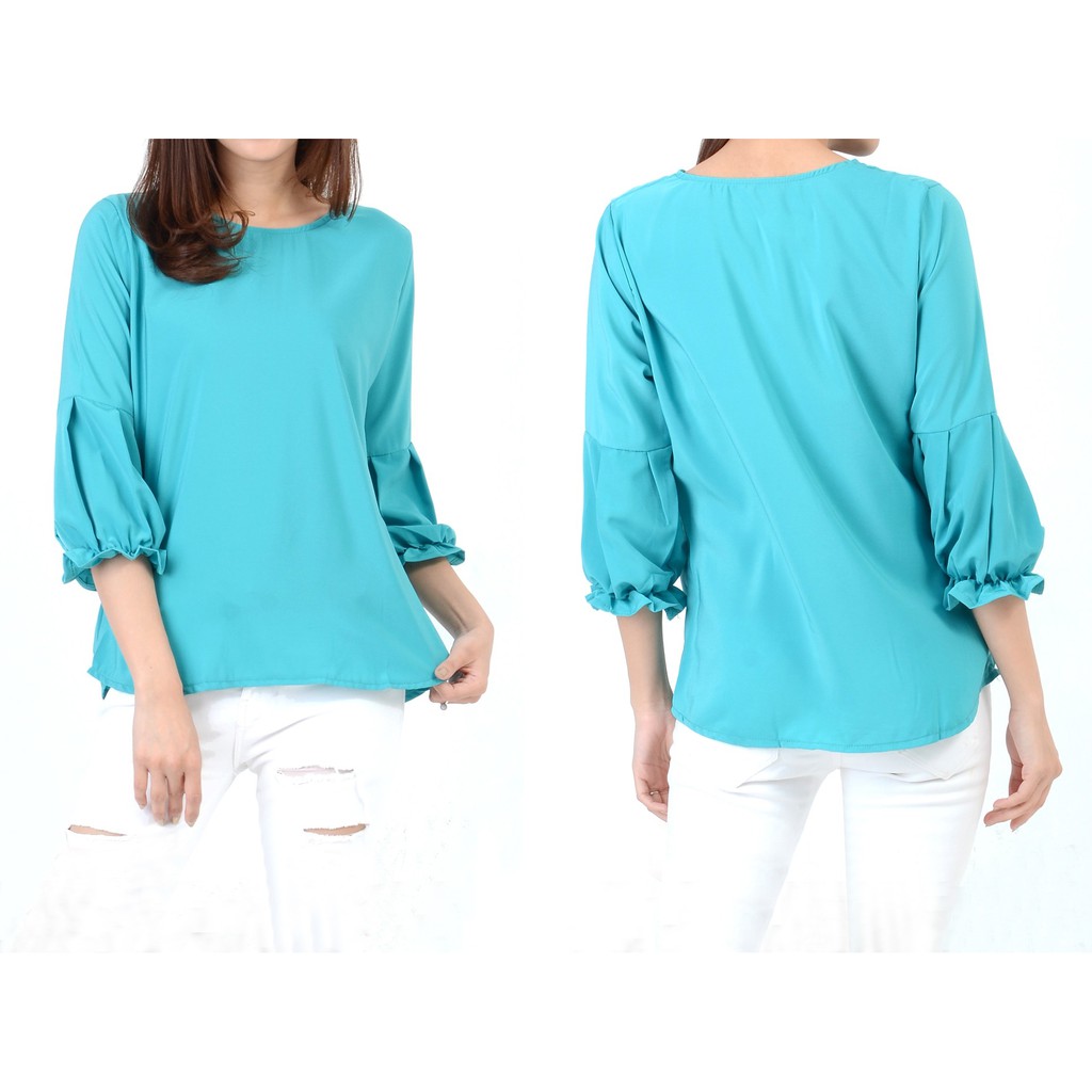 [Blouse Dheana SW] blouse wanita crepe tosca dan hijau muda