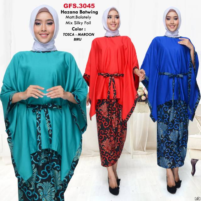 Dtree . SETELAN KEBAYA HAZANA BATWING BALOTELI SUPER MIX SARUNG LILIT PRADA FOIL