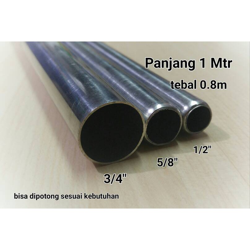 Pipa 1/2" x 1Mtr Bulat Stainless steel | Shopee Indonesia