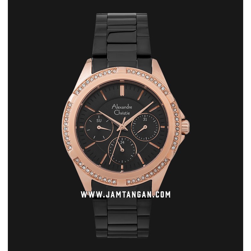 Alexandre Christie AC 2826 BF BBRBA Ladies Black Dial Black Stainless Steel Strap