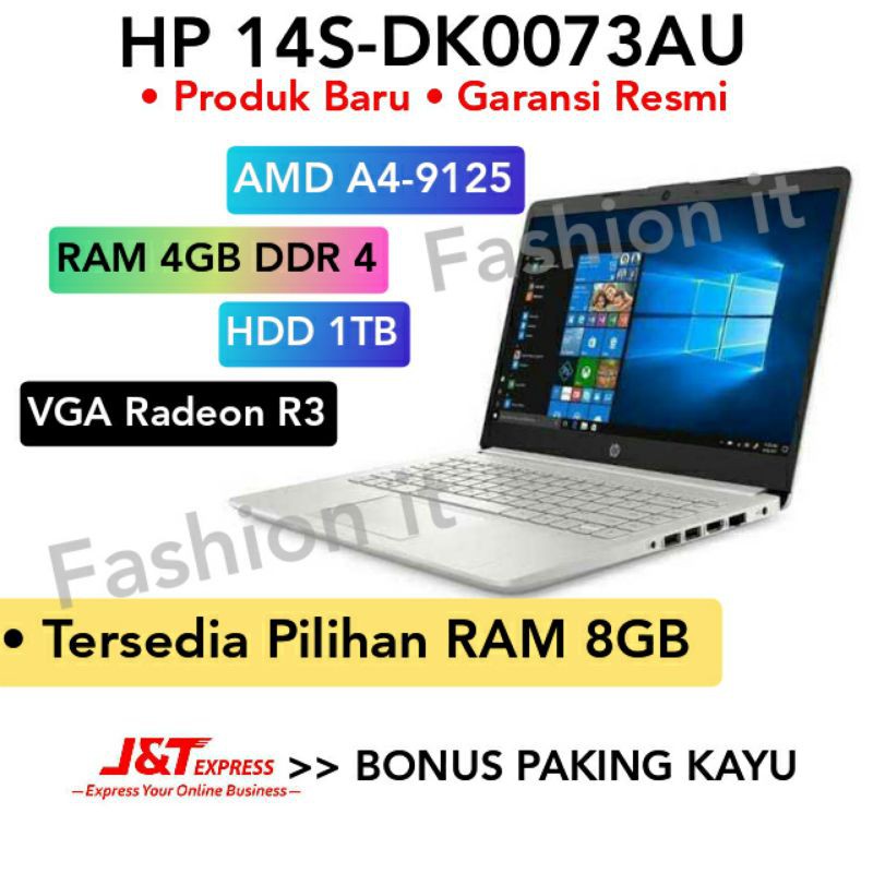 Laptop HP 14s-DK0073AU - AMD A4 9125 - 4GB-1TB-VGA RADEON R3-WINDOWS 10 ori