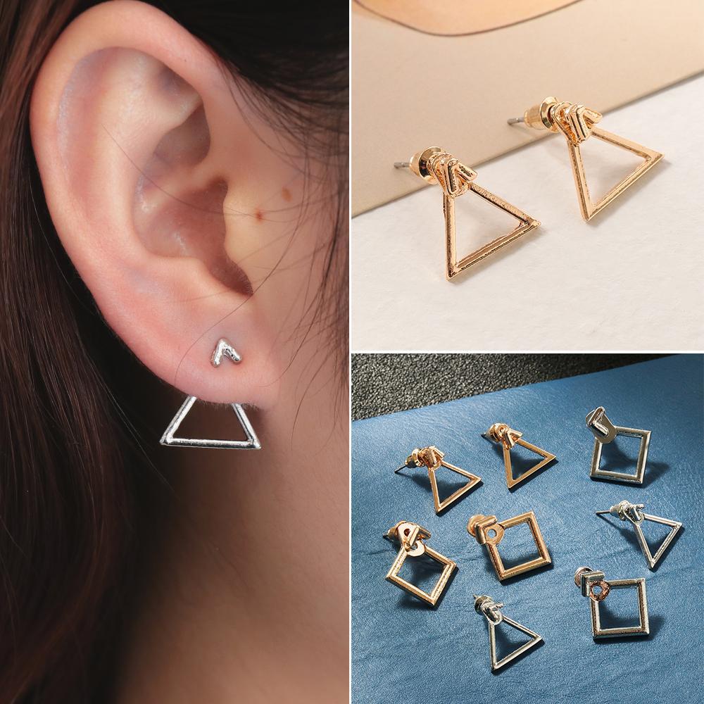 R-flower Geometric Earrings Chic Fashion Desain Unik Segitiga Menjuntai Drop