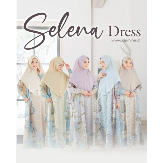 SELENA DRESS JASMINE BY LIDIA HADIWINOTO PREMIUM FLORAL WOLLYCREPE NADYA KHIMAR