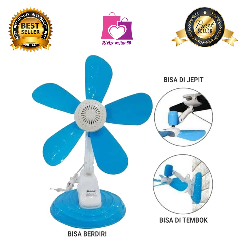 rizkyonline88 kipas angin listrik jepit clip fan 3in1 5 baling-baling 20 watt / 30 watt