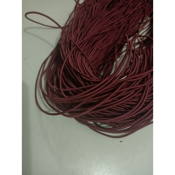 tali bulat elastis tali string elastis/tali karet bulat  3mm 13 warna( permeter)-Maroon 2,5mm