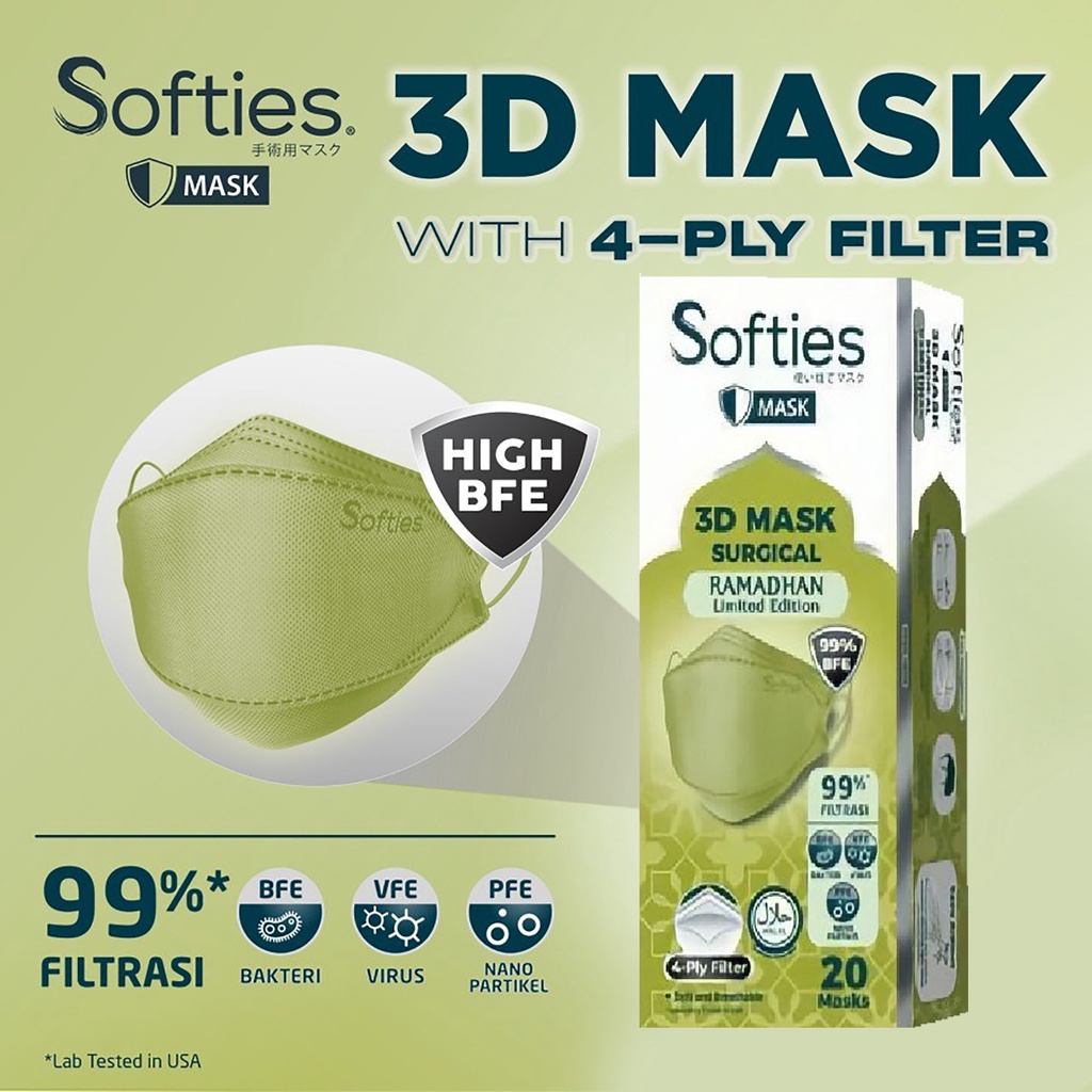 Bisa COD Masker Softies 3d Surgical Mask 4-Ply Edisi Ramadhan Limited Edition isi 20 Sheet