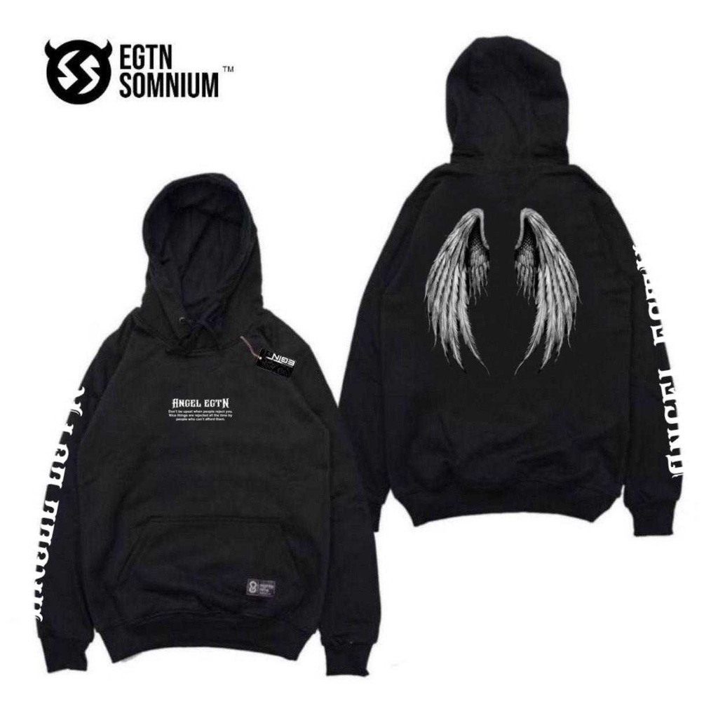 Jaket Hoodie Hitam Motif Aesthetic Pria Wanita Premium Bahan Fleece Tebal / Hodie Pria Distro