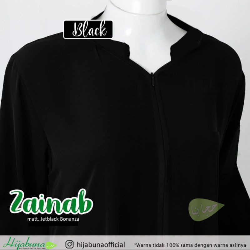 zainab gamis syari by hijabuna gamis jetblack hijabuna