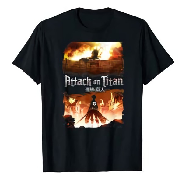 Tshirt Attack on Titan WAR Black Anime Shingeki No Kyojin