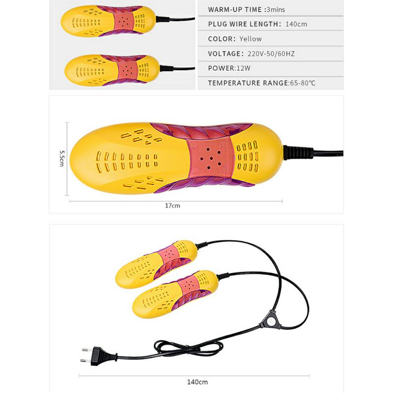 Pengering Sepatu Elektrik Penghilang Bau Odor Dehumidity - Yellow