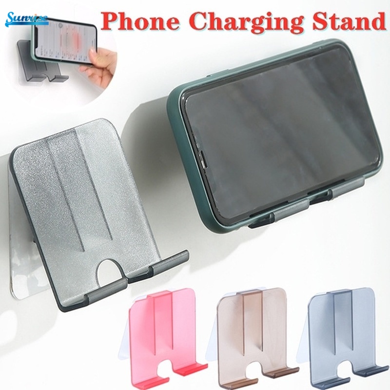 Portable Bedside Mobile Phone Charging Holder Stand Non-marking Sticky Wall-mounted Charging Storage Rack