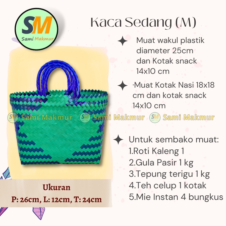 Tas Anyaman Plastik Ukuran SEDANG KACA/ Tas Keranjang Belanja Pasar / Tas Anyam Jinjing Parcel