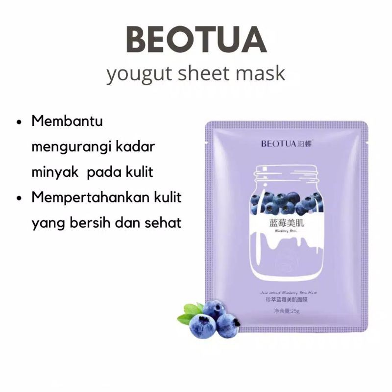 Beotua Yogurt Fruit Sheet Mask Masker Wajah Indonesia