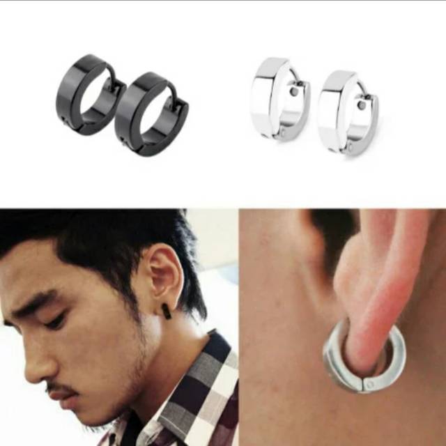 Tindik Anting Pria Cowok Titanium Black Silver Gold / antingtindik / antingtindikpria / cod