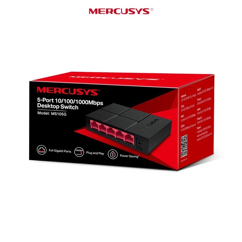 Mercusys MS105G HUB Switch 5-Port 10/100/1000Mbps 5PTOS/RJ45/PLUG and Play Desktop Switch