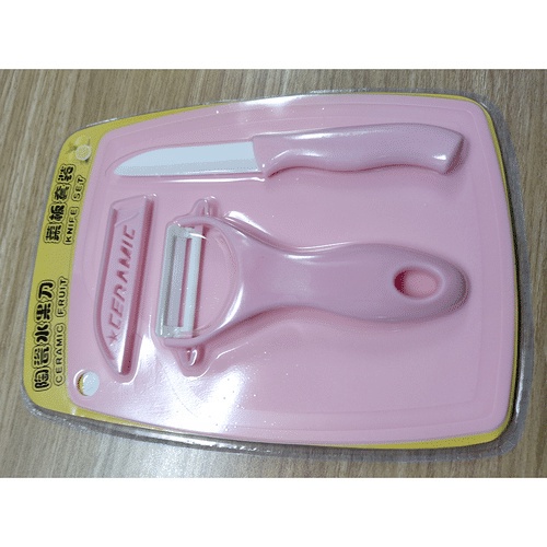 ANG Pisau Dapur Keramik Set 3 in 1 Talenan