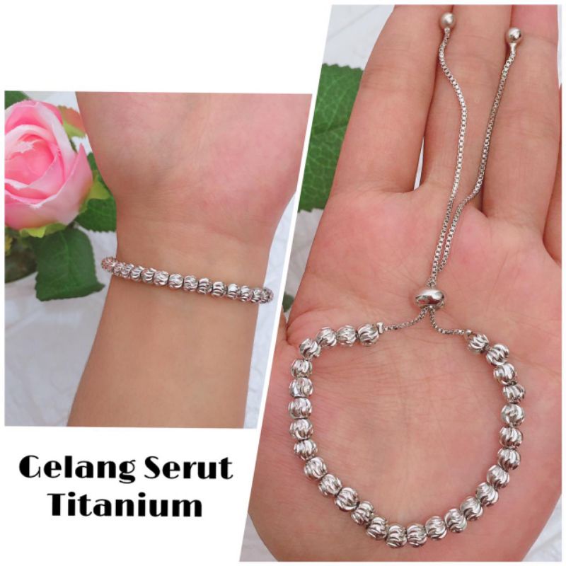 Gelang serut titanium silver