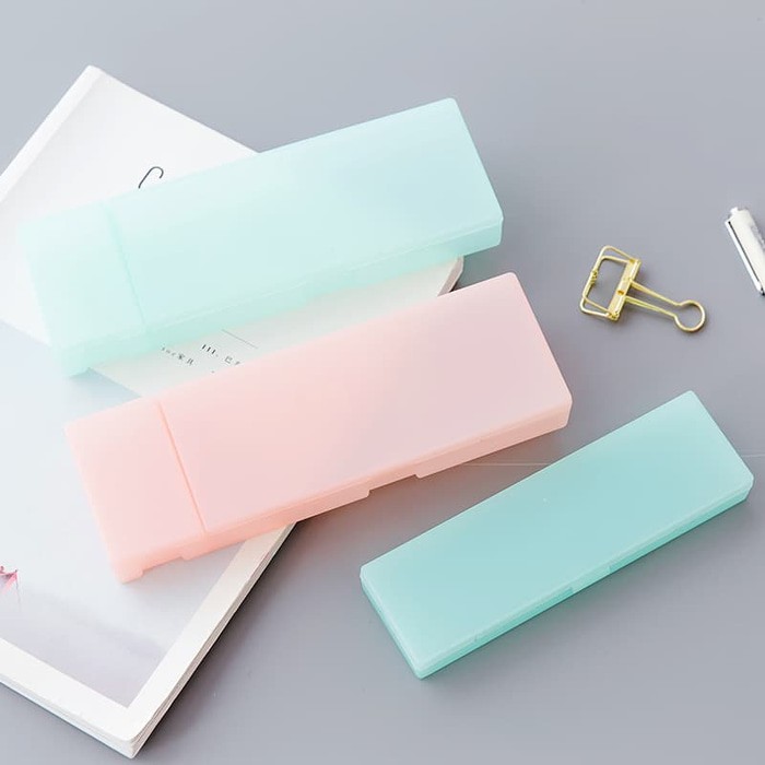 

kotak tempat pensil transparan pastel color