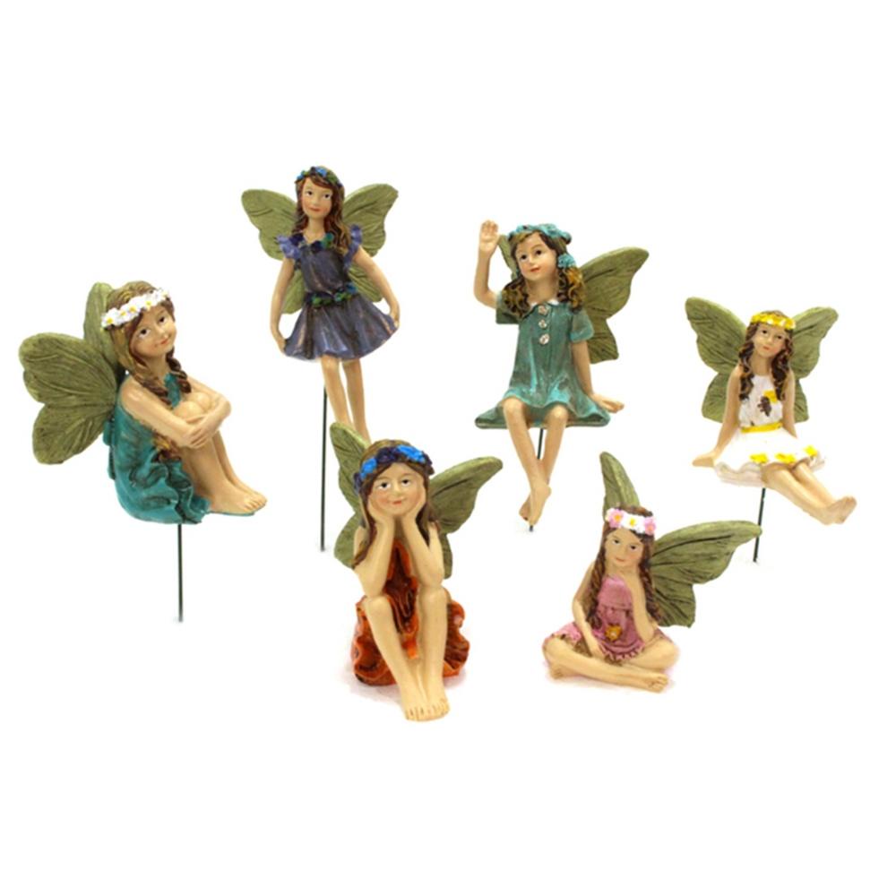 Patung Agustina Fairies 6Pcs/set Bunga Peri Dekorasi Rumah Hiasan Plug In Dollhouse Fairy Garden Aksesoris