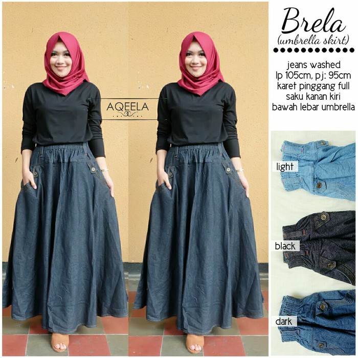 brela umbrella skirt rok payung jeans KLOK