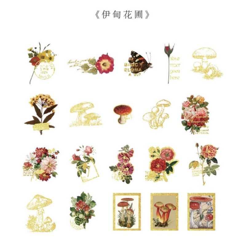 

5pcs Sticker deco Washi aesthetic journal kit vintage EDEN FLOWER