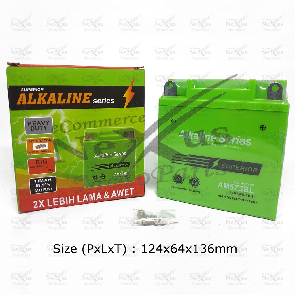 Aki Motor ALKALINE AM5Z3BL GM5Z YM5Z / 12V 5A Supra Jupiter Vega Mio